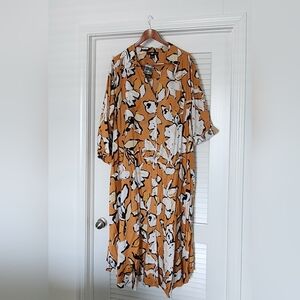 Ashley Stewart Stencil Flower Dress - Iced Coffee